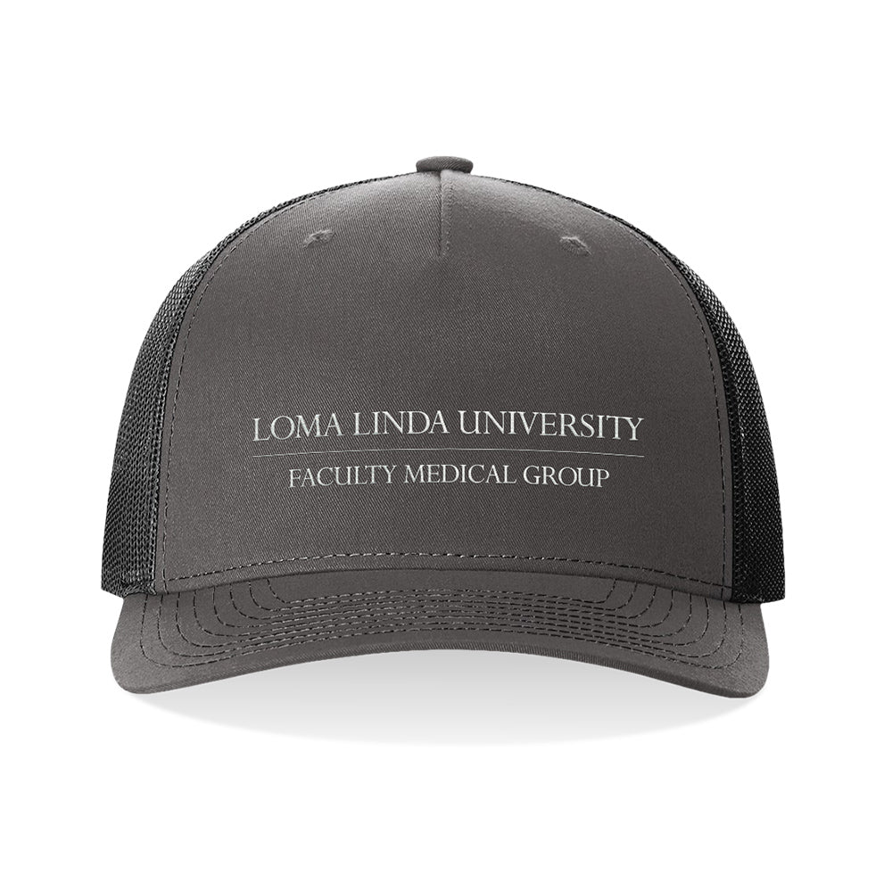 Embroidered Snapback Trucker Hat - Charcoal/Black