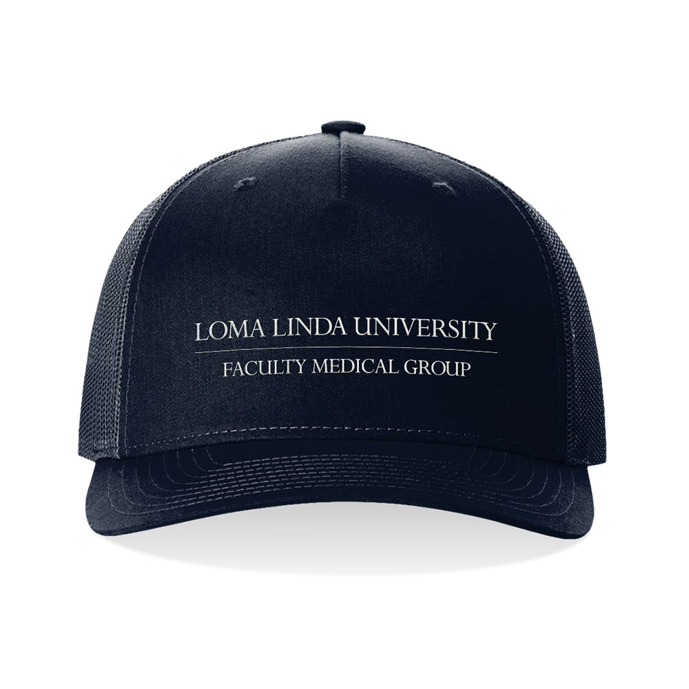 Embroidered Snapback Trucker Hat - Navy