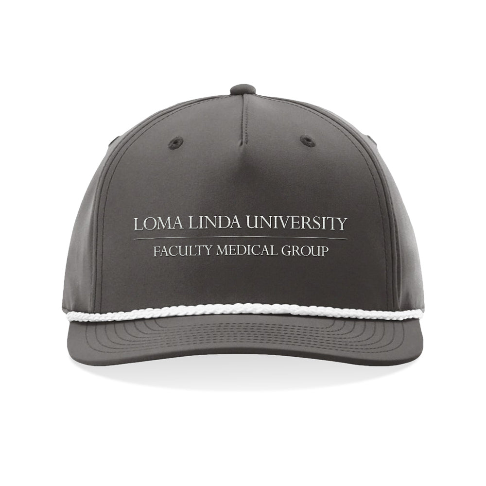 Embroidered Snapback Rope Hat - Dark Grey/White